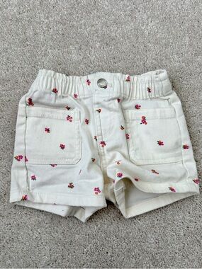Joe Fresh Cream Jean Shorts with Pink  Floral Print